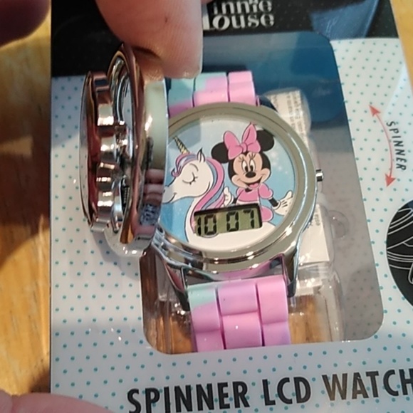 NIB DISNEY Minnie Mouse Spinner LCD Digital Watch - Picture 4 of 4